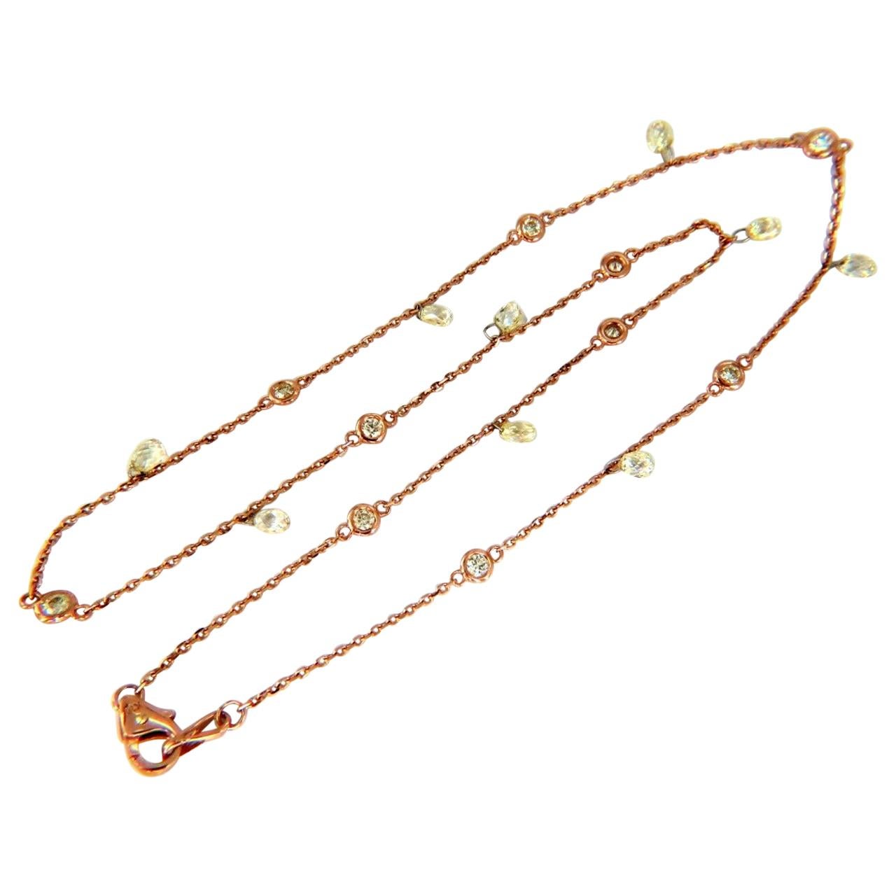 6,00 carati di diamanti naturali Briolette Station Yard Collana 14 carati