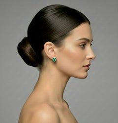 6,00 Karat natürlicher kolumbianischer Smaragd-Ohrstecker 18 Karat Gold