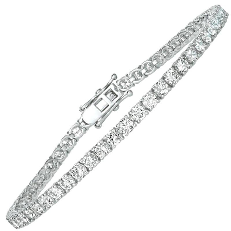 6.00 Carat Natural Diamond Tennis Bracelet G SI 14 Karat White Gold For Sale