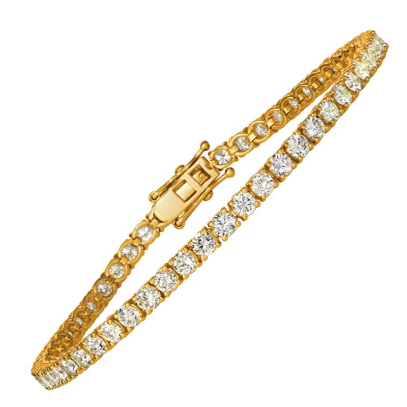 Bracelet tennis en or jaune 14 carats avec diamants naturels de 6,00 carats G SI