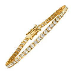 6,00 quilates de diamantes naturales pulsera de tenis G SI 14 quilates de oro amarillo
