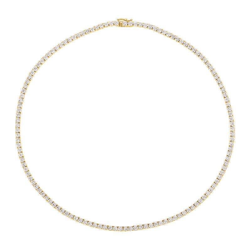 Contemporary 6.00 Carat Natural Diamond Tennis Necklace G SI 14k Yellow Gold For Sale