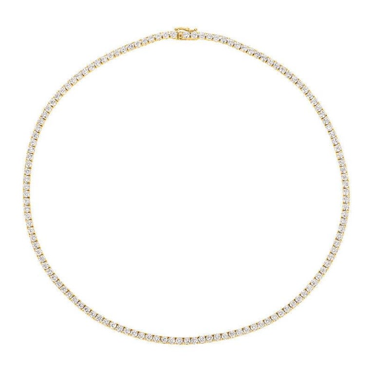 Contemporary 6.00 Carat Natural Diamond Tennis Necklace G SI 14k Yellow Gold For Sale