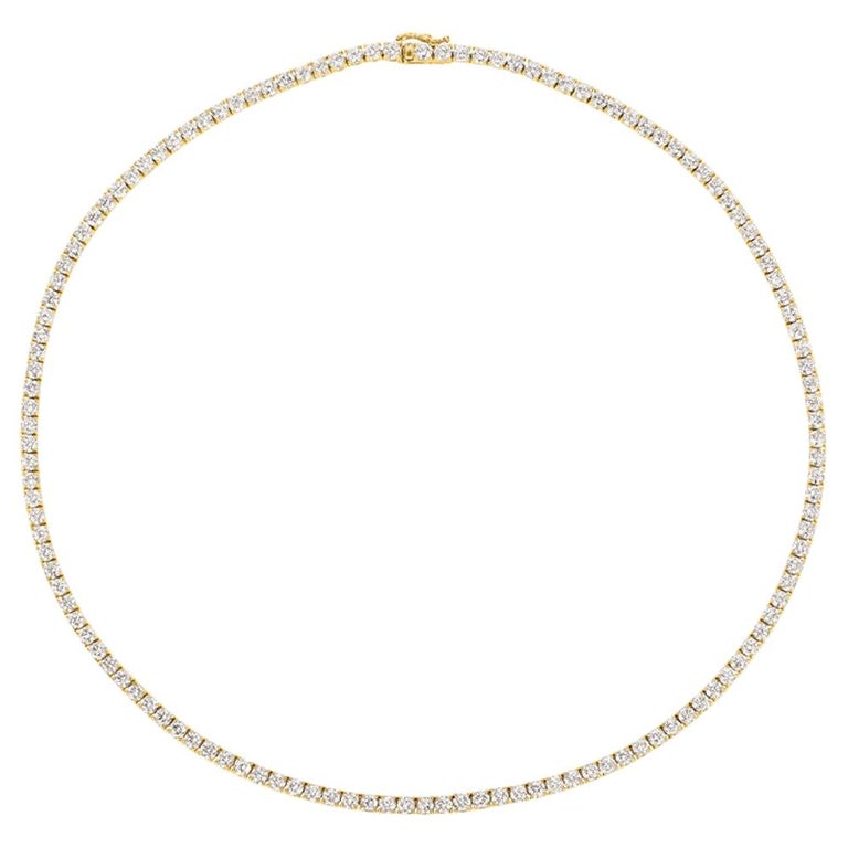 6.00 Carat Natural Diamond Tennis Necklace G SI 14k Yellow Gold For Sale