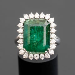 Bague fantaisie en émeraude naturelle de 6,00 carats, diamants naturels de 1,24 carat