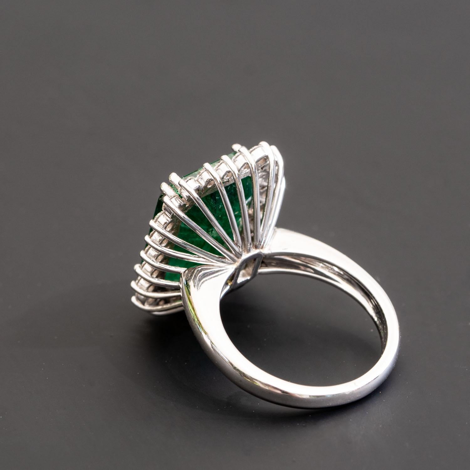 Emerald Cut 6.00 Carat Natural Emerald Ring, 1.24 Carat Natural Diamonds, Statement Ring For Sale