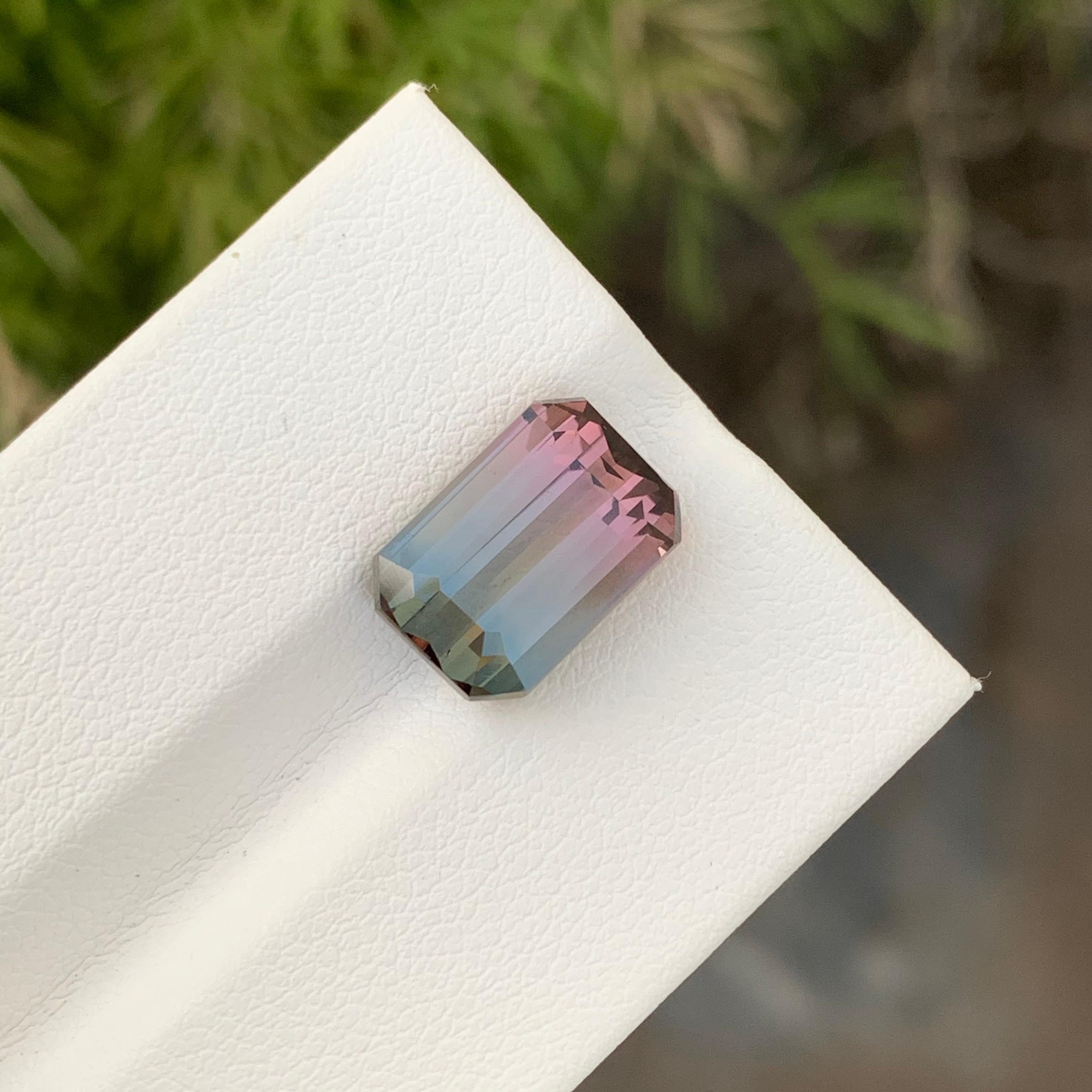 6.00 Karat natürlicher loser, mehrfarbiger Turmalin in Smaragdform für Schmuck im Angebot 4