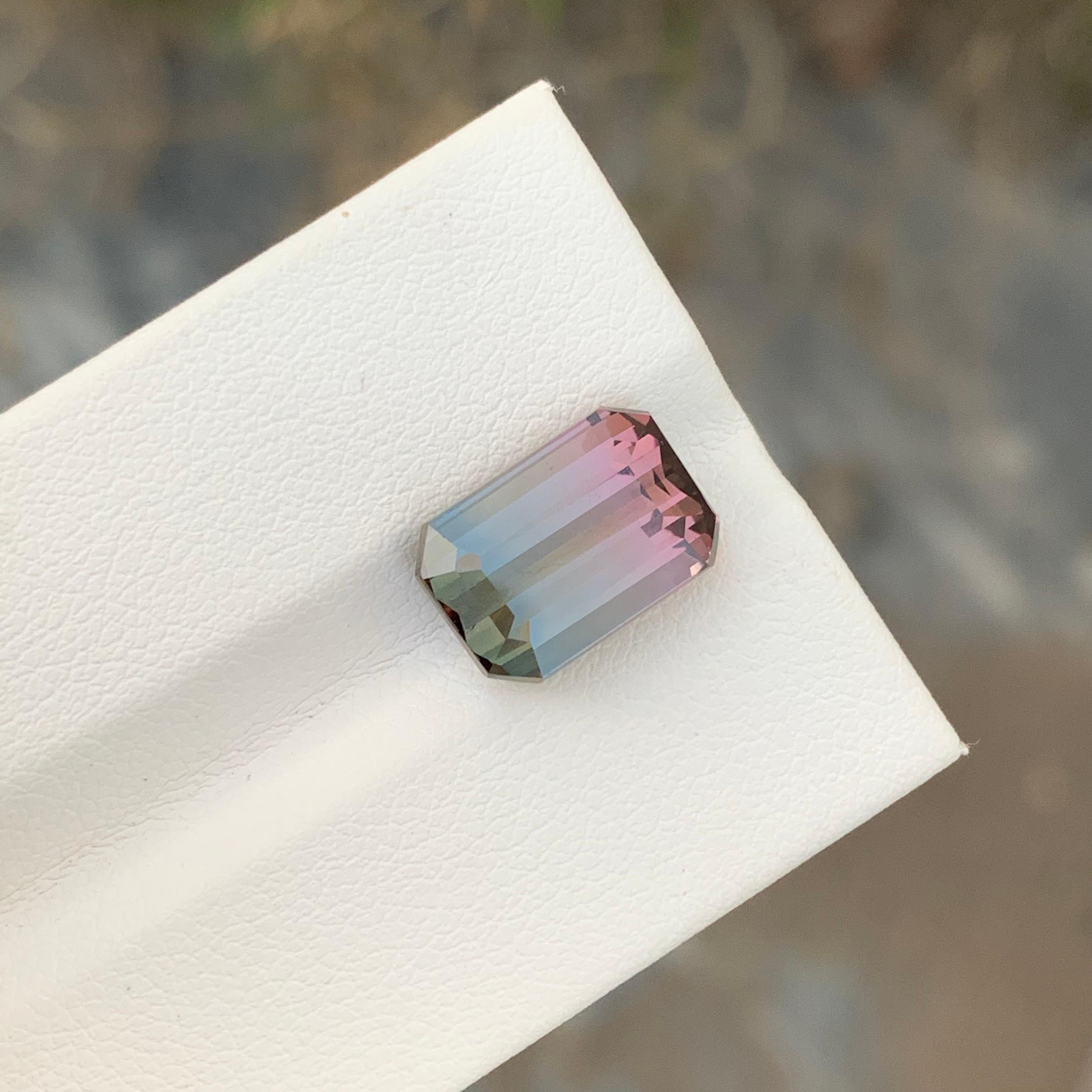 6.00 Karat natürlicher loser, mehrfarbiger Turmalin in Smaragdform für Schmuck (Arts and Crafts) im Angebot