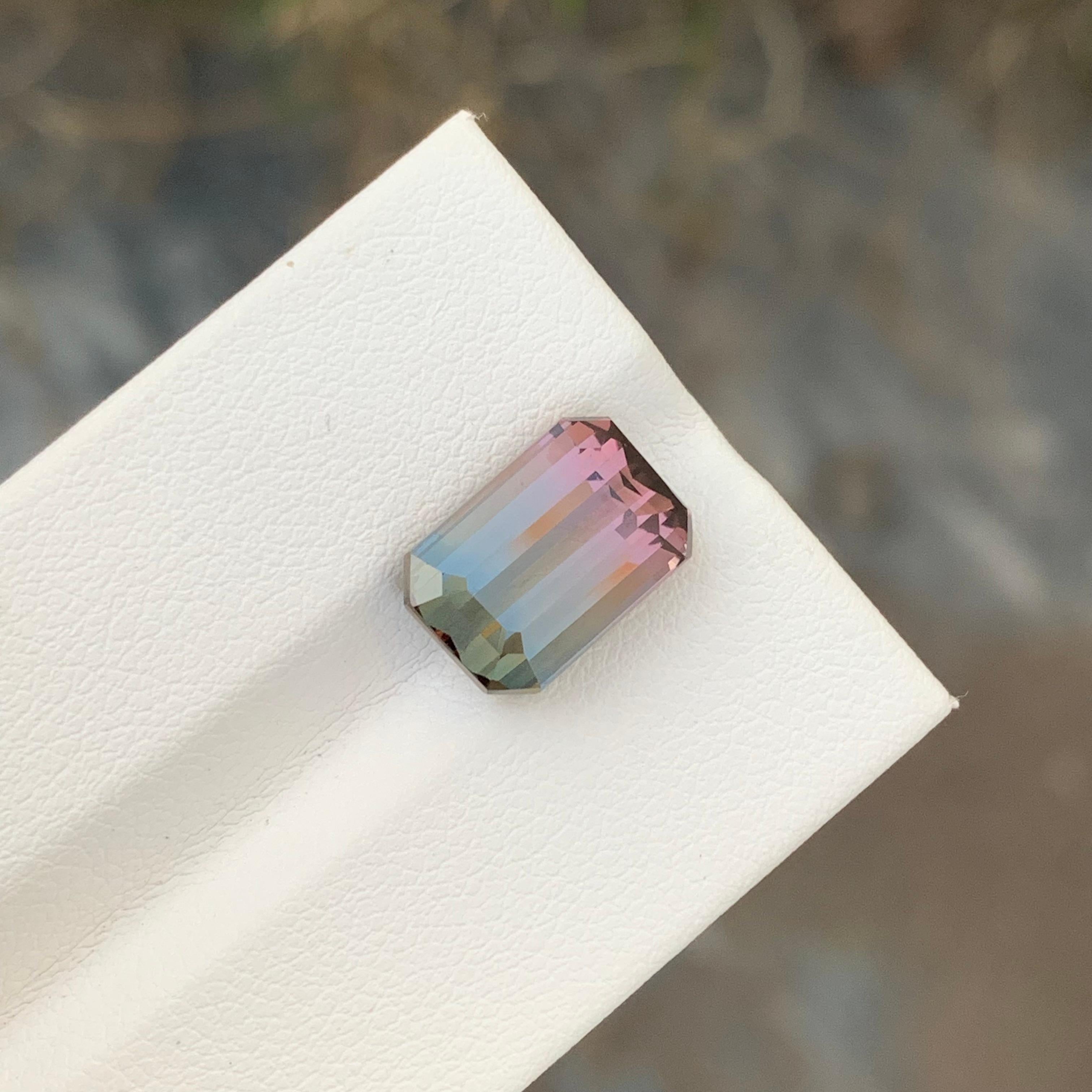 6.00 Karat natürlicher loser, mehrfarbiger Turmalin in Smaragdform für Schmuck (Smaragdschliff) im Angebot