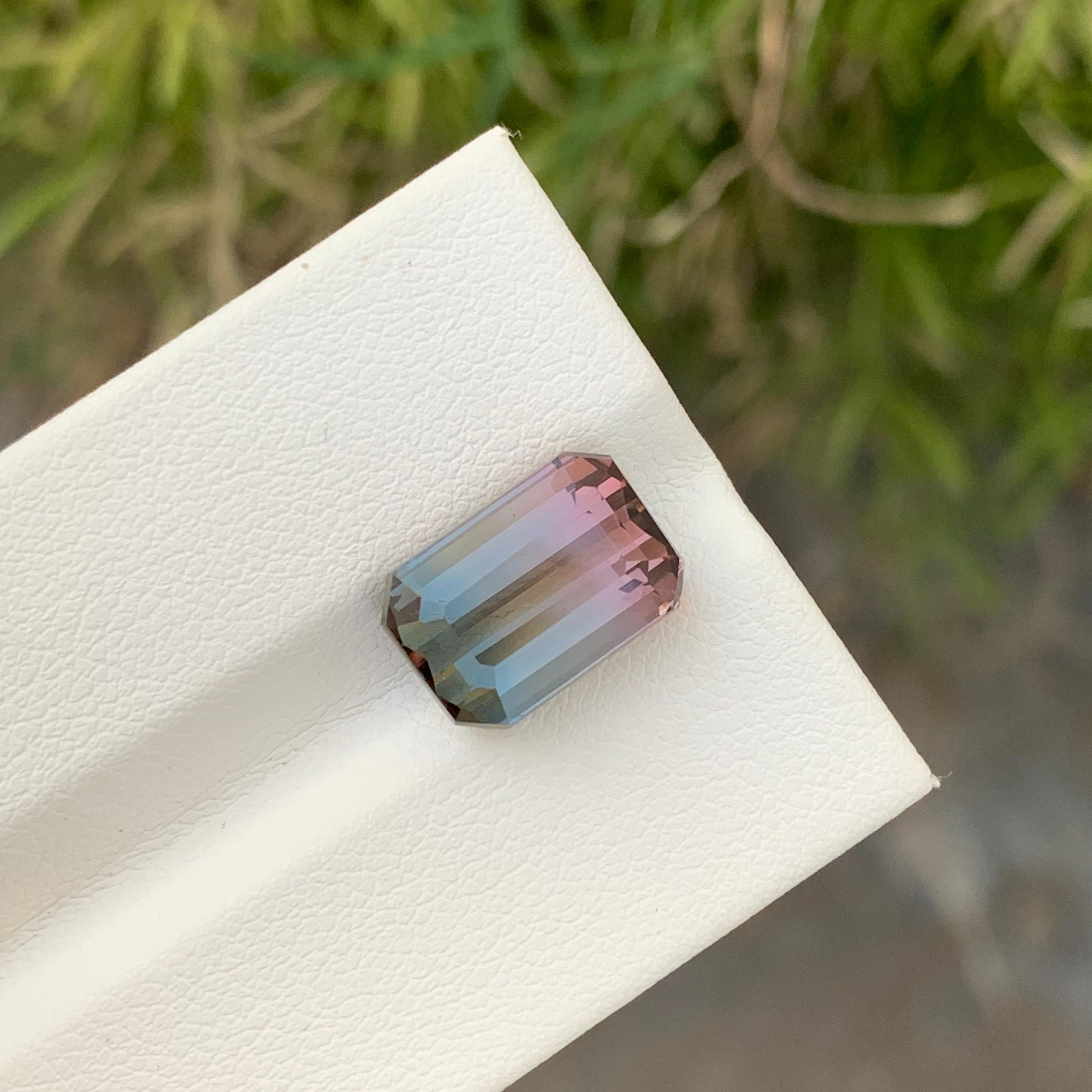 6.00 Karat natürlicher loser, mehrfarbiger Turmalin in Smaragdform für Schmuck für Damen oder Herren im Angebot