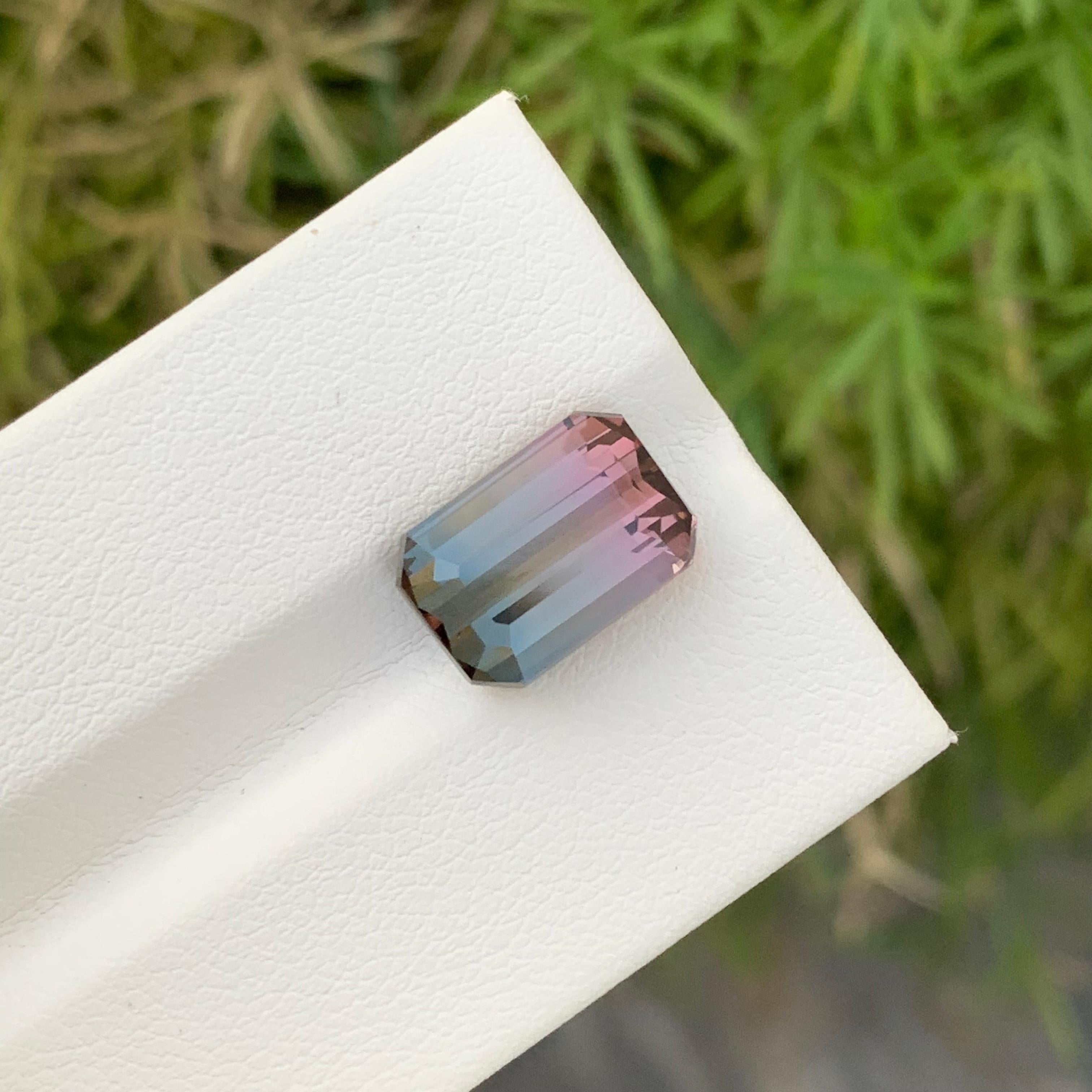 6.00 Karat natürlicher loser, mehrfarbiger Turmalin in Smaragdform für Schmuck im Angebot 1