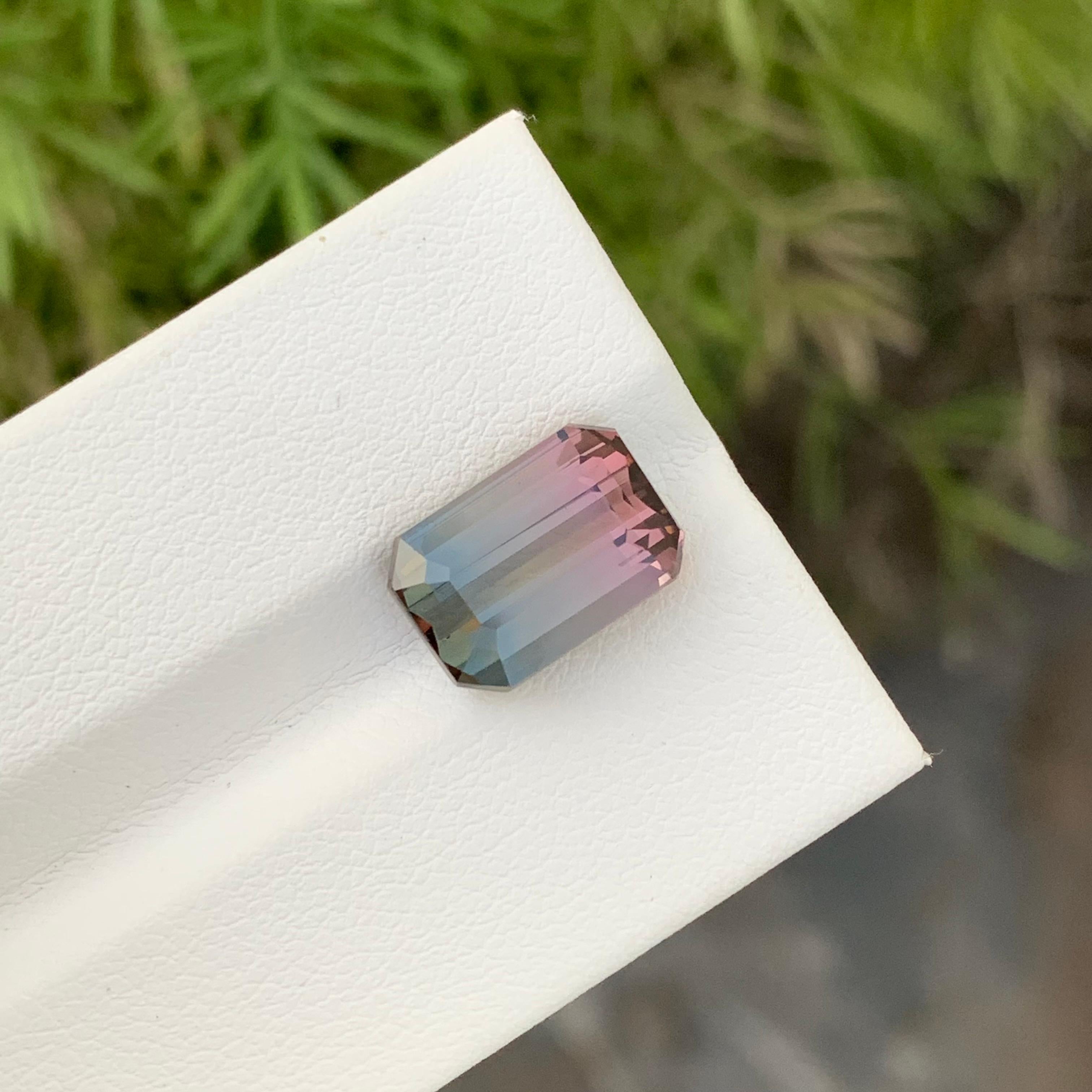 6.00 Karat natürlicher loser, mehrfarbiger Turmalin in Smaragdform für Schmuck im Angebot 3