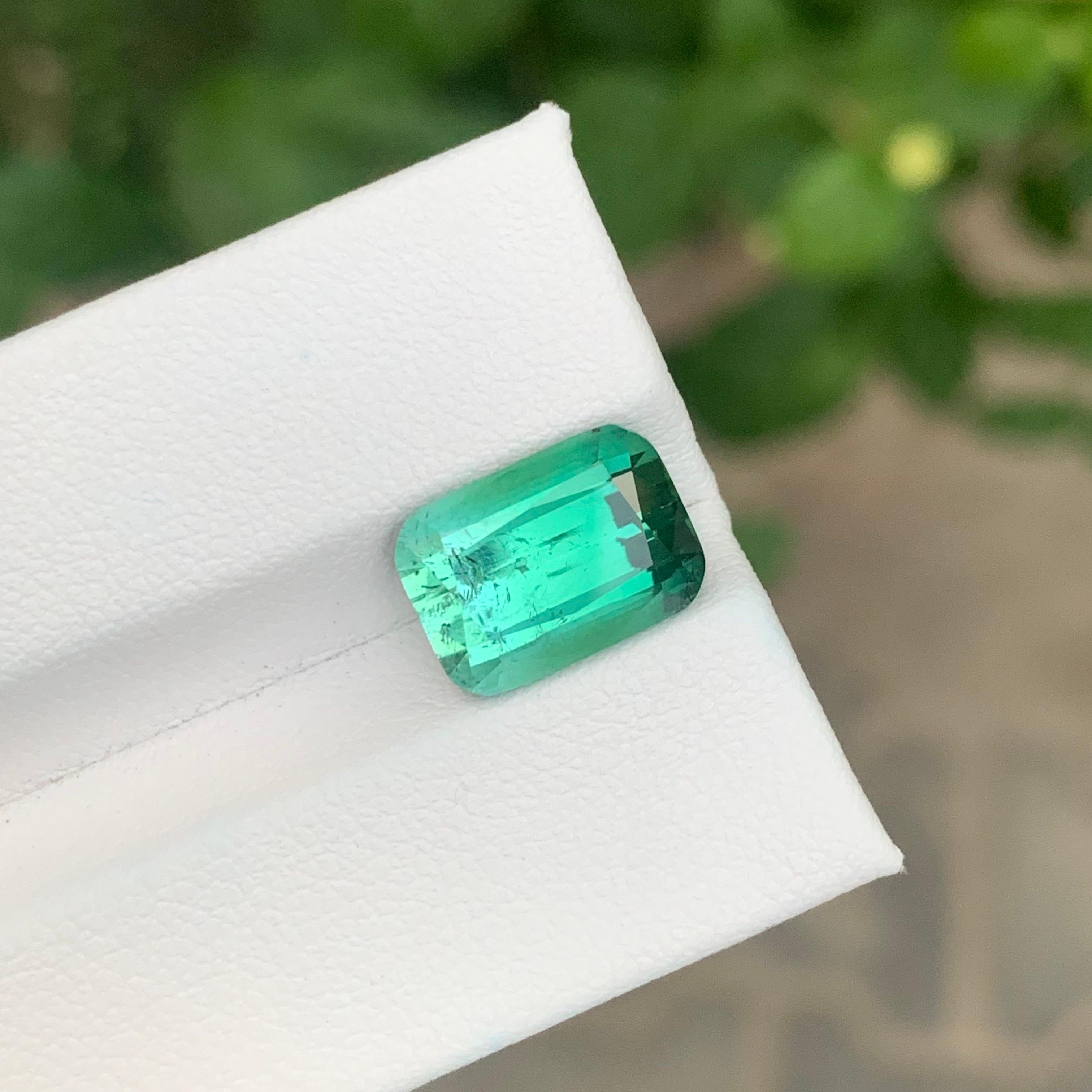 6.00 Carat Natural Loose Blue Green Tourmaline Cushion Shape Gemstone (Tourmaline bleue verte en forme de coussin) en vente 3