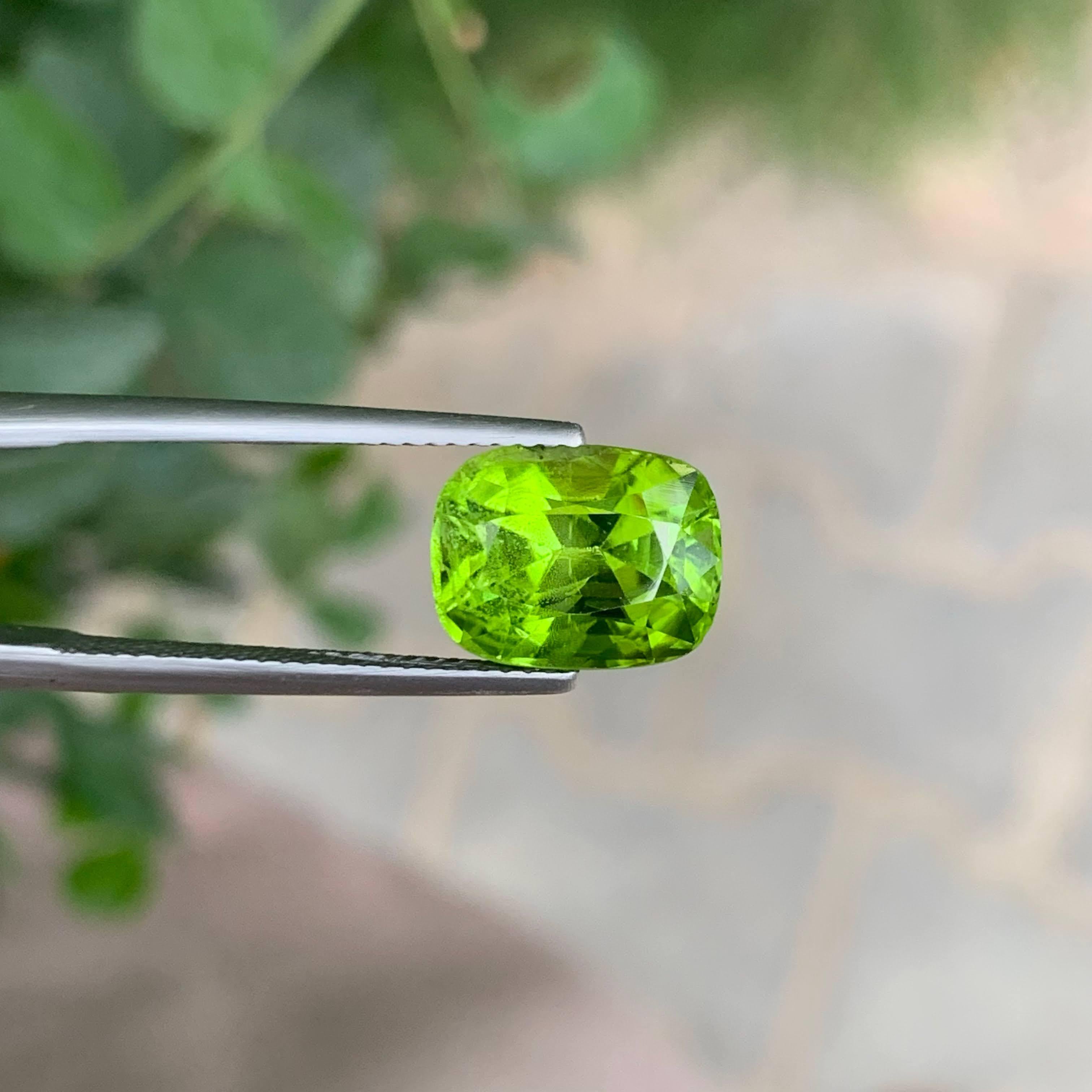 6.00 Karat Natürlicher loser grüner Peridot Stein Cushion Schliff Pakistanischer Edelstein im Angebot 2