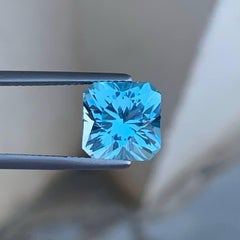 6.00 Carat Natural Loose Sky Blue Topaz Asscher Cut African Jewelry Gemstone