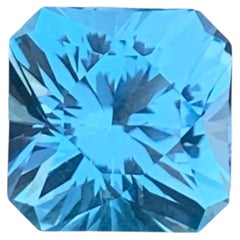 6.00 Carat Natural Loose Sky Blue Topaz Asscher Cut African Jewelry Gemstone