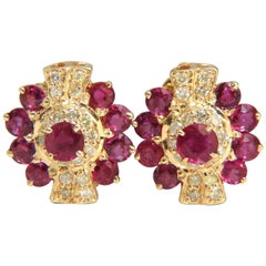 6.00 Carat Natural Ruby Cluster Clip Earrings 18 Karat 6.00 Carat Natural Ruby Cluster Clip Earrings 18 Karat