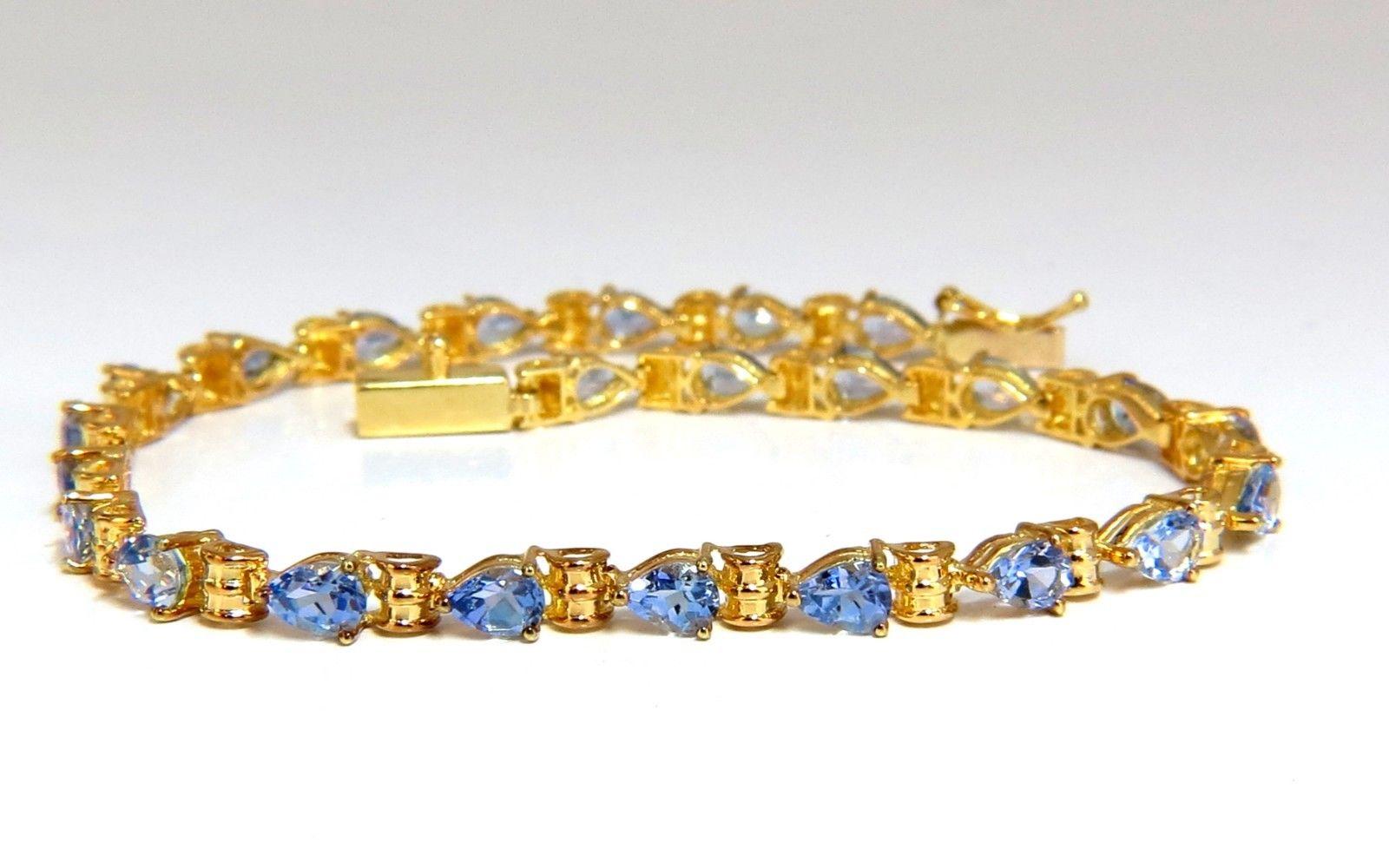 6.00 Carat Natural Tanzanite Tennis Bracelet 14 Karat In New Condition In New York, NY