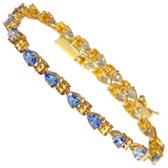 6.00 Carat Natural Tanzanite Tennis Bracelet 14 Karat