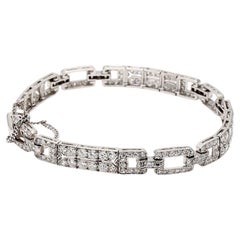 6.00 Carat Old European Cut H SI1 Diamond Platinum Art-Deco Bracelet