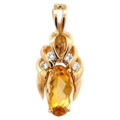 Ciondolo a goccia con citrino ovale da 6,00 carati e diamante RBC in oro Vintage Enhancer