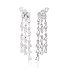 6.00 Carat Pear Round Diamond Dangle Earrings 14K White Gold Handmade Jewelry