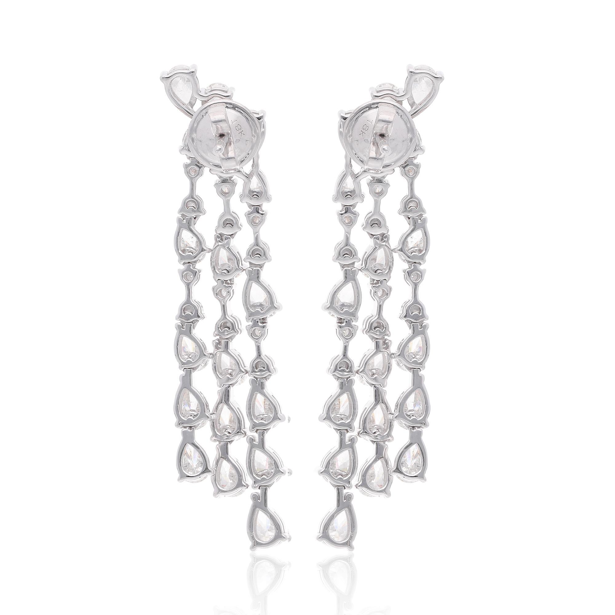 6,00 Carat Pear Round Diamond Dangle Orecchini in oro bianco 14K Gioielli fatti a mano In condizioni Nuovo in vendita a Diera, Dubai