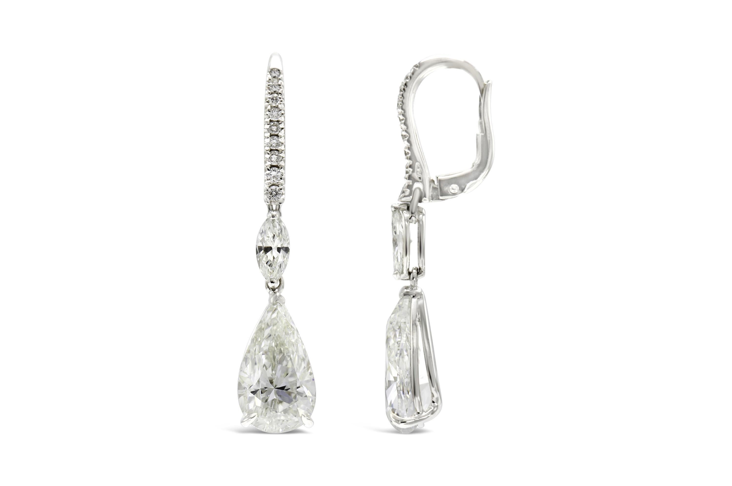 Pear Cut 6.00 Carat Pear-Shaped Diamond Drop Earrings For Sale