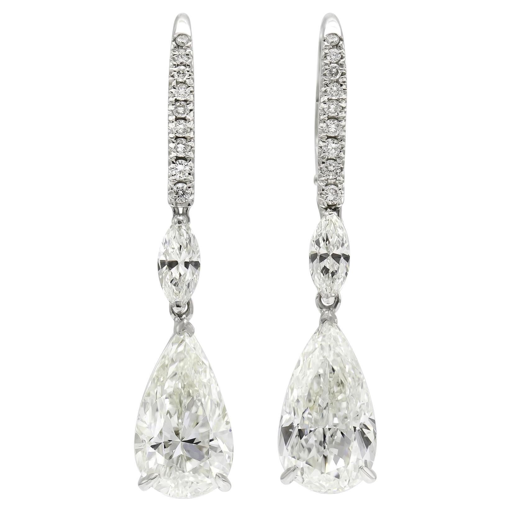 6.00 Carat Pear-Shaped Diamond Drop Earrings