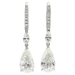 6.00 Carat Pear-Shaped Diamond Drop Earrings