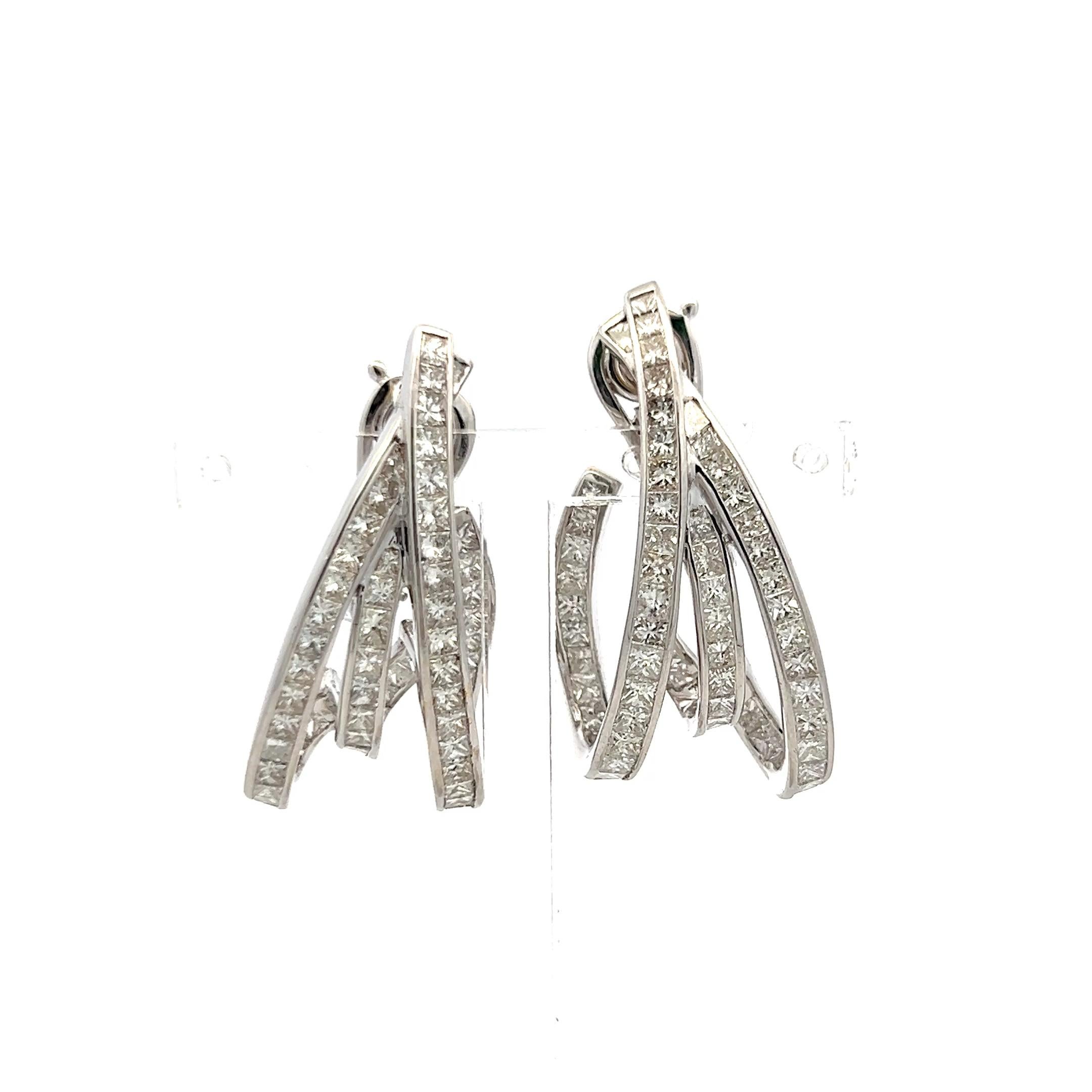 6,00 Karat Prinzessinnenschliff Diamant Ohrringe 18K Weißgold Vintage By im Angebot