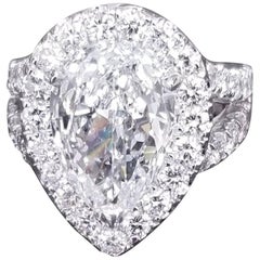 6.00 Carat Ring with GIA Certified Pear Shape Cut 3.65 Carat "E", SI1