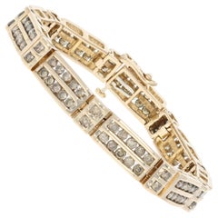 6.00 Carat Round Brilliant Diamond Bracelet 10 Karat Yellow Gold Link