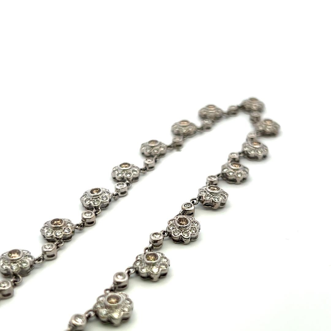 Collana Station in oro bianco 18 carati con diamanti rotondi Brilliante Fancy Brown da 6,00 carati in vendita 4