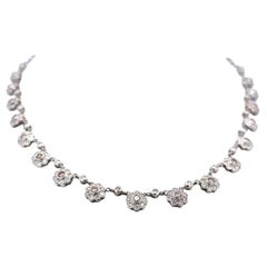 6.00 Carat Round Brilliant Fancy Brown Diamond 18K White Gold Station Necklace