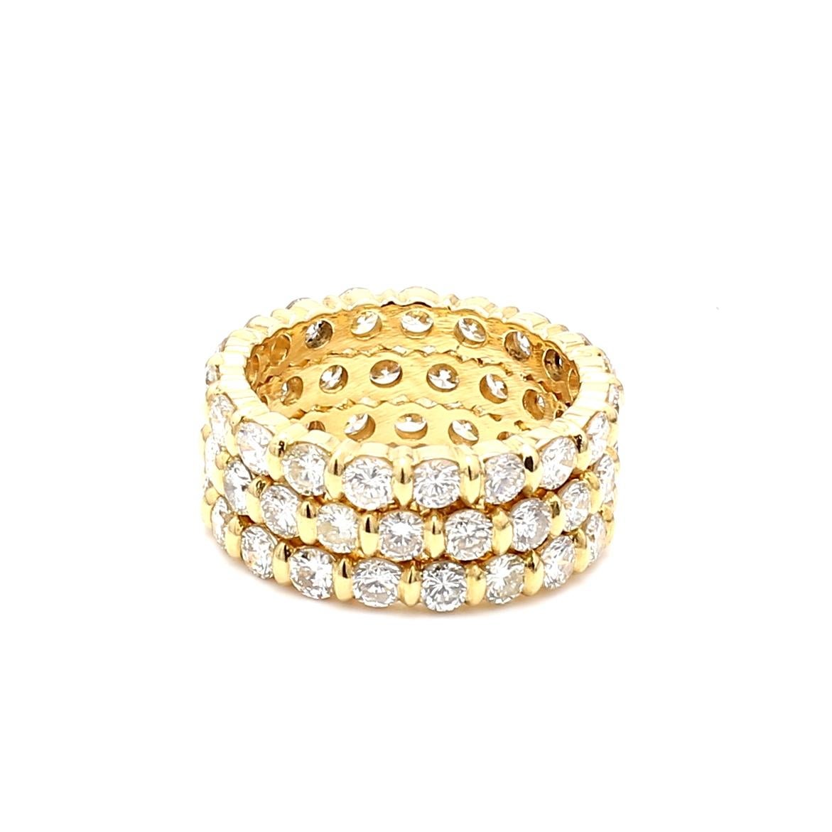 6.00 Carat Round Brilliant G VS1 Diamond 18 Karat Yellow Gold Band Ring For Sale 5
