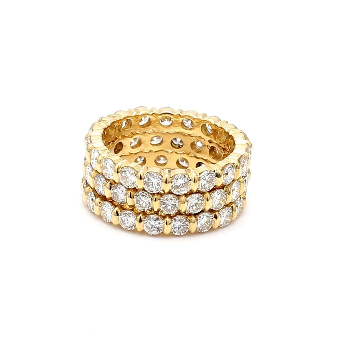 Women's 6.00 Carat Round Brilliant G VS1 Diamond 18 Karat Yellow Gold Band Ring For Sale