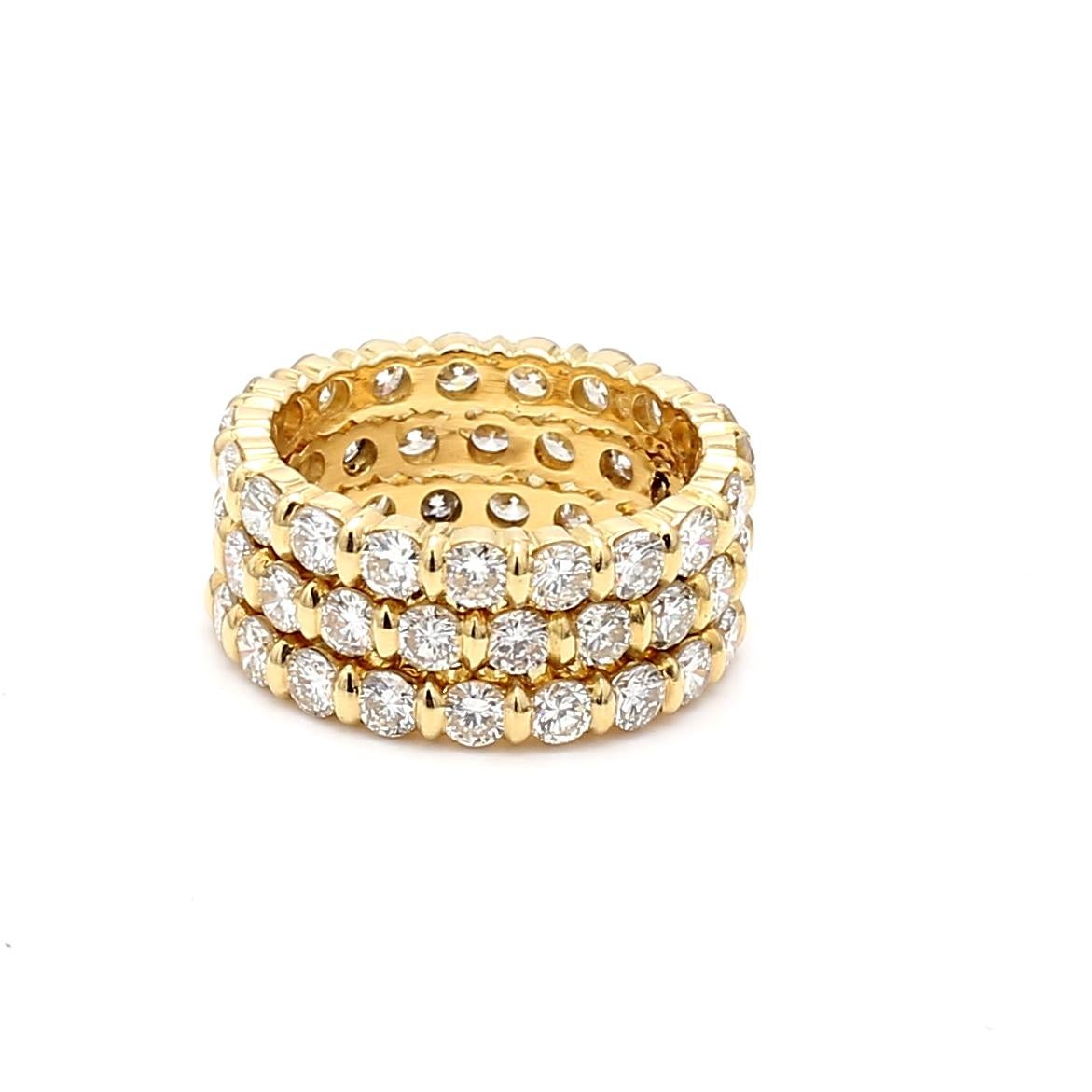 6.00 Carat Round Brilliant G VS1 Diamond 18 Karat Yellow Gold Band Ring For Sale 1