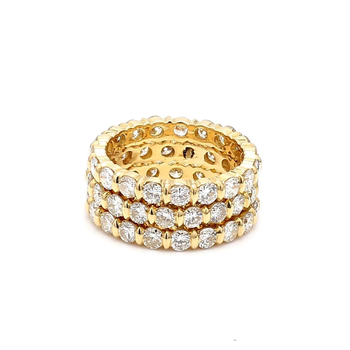6.00 Carat Round Brilliant G VS1 Diamond 18 Karat Yellow Gold Band Ring For Sale 2