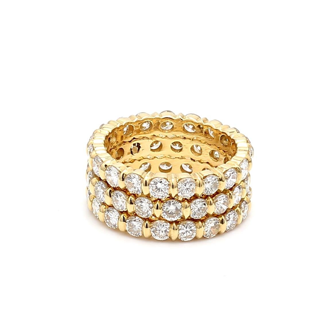 6.00 Carat Round Brilliant G VS1 Diamond 18 Karat Yellow Gold Band Ring For Sale 3