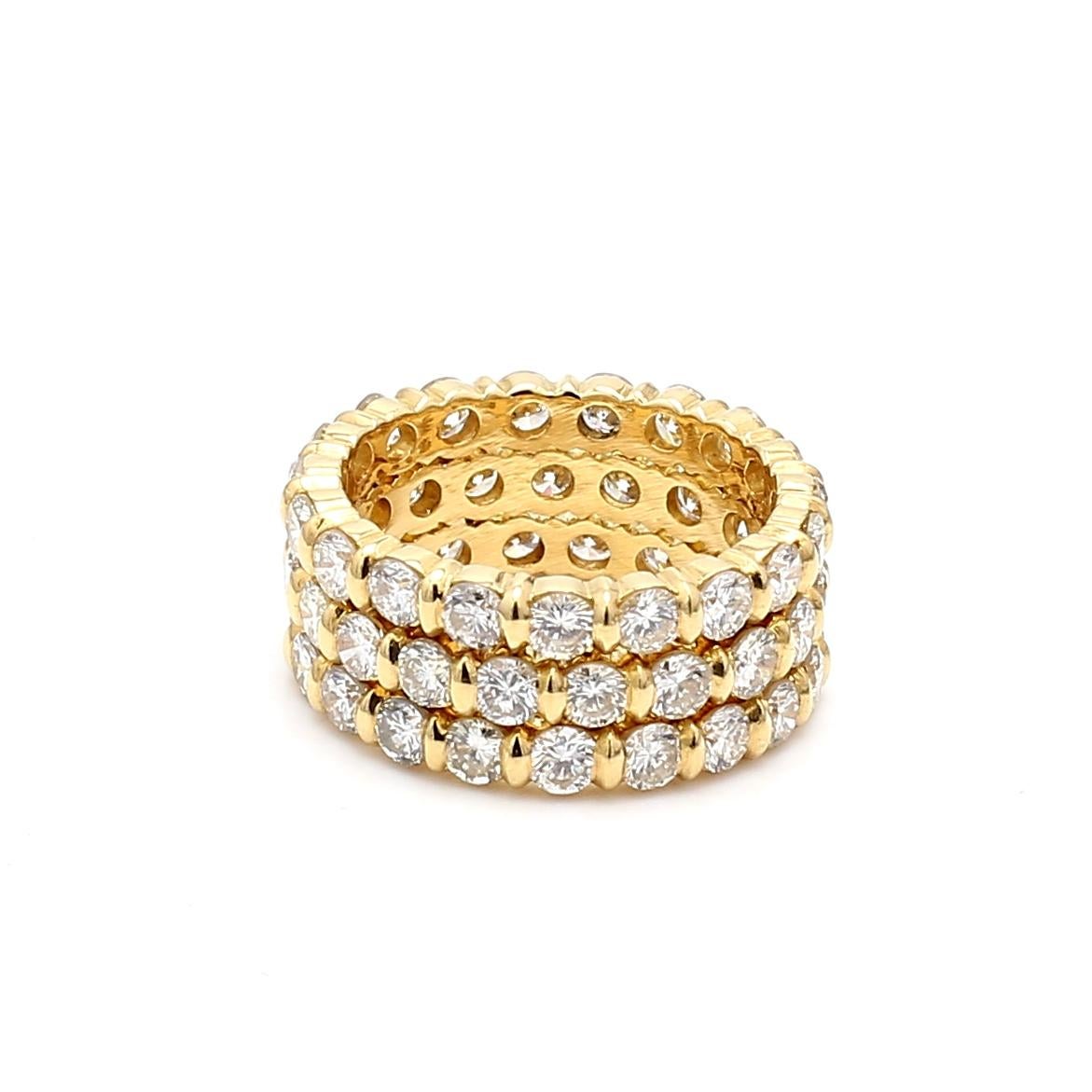 6.00 Carat Round Brilliant G VS1 Diamond 18 Karat Yellow Gold Band Ring For Sale 4