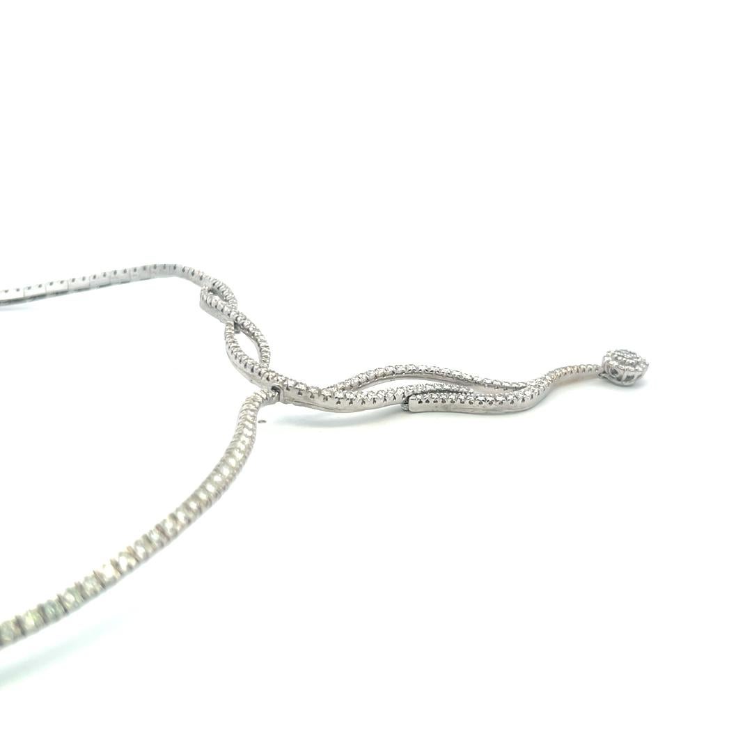 6.00 Carat Round Brilliant H VS Diamond 18 Karat White Gold Collar Necklace For Sale 5