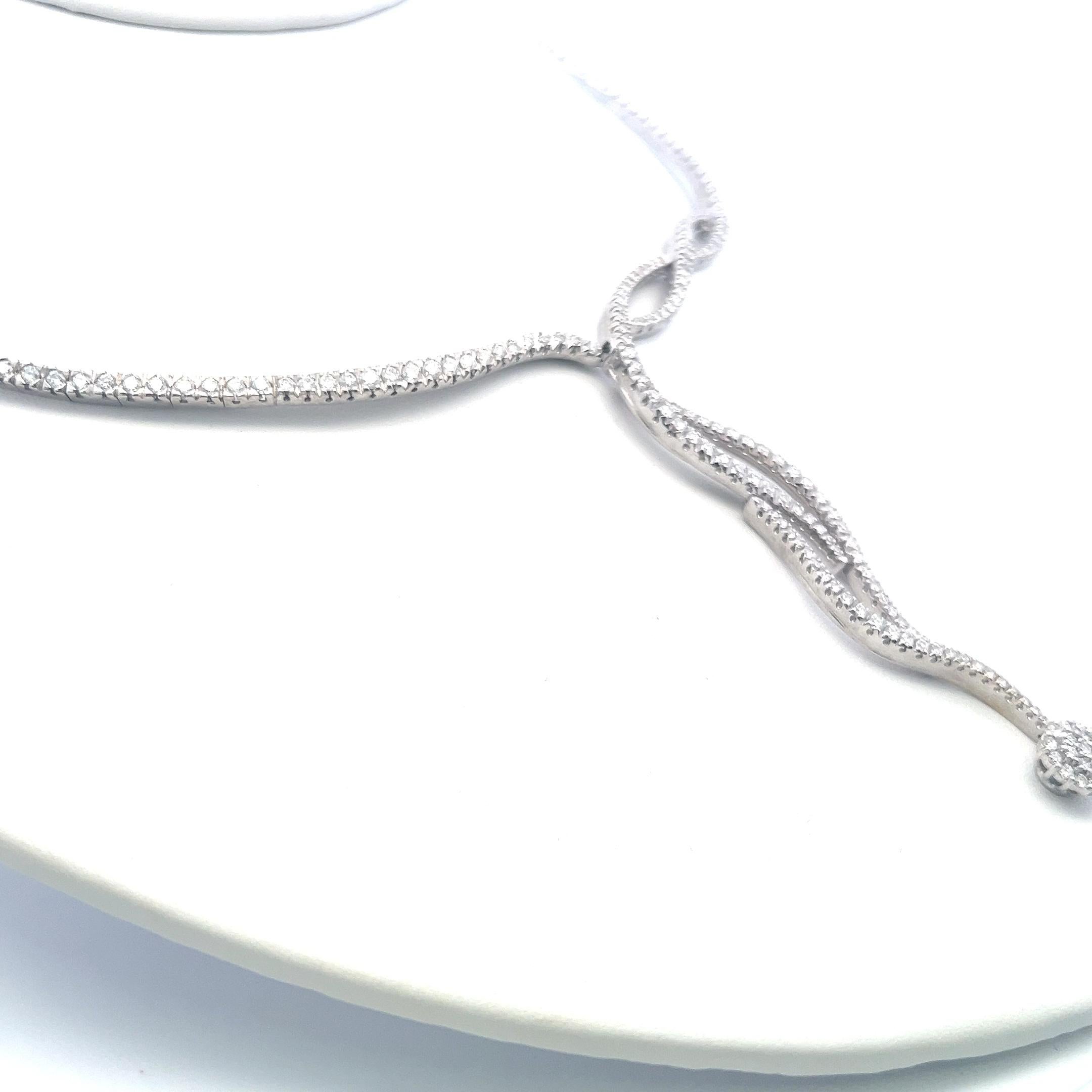 Brilliant Cut 6.00 Carat Round Brilliant H VS Diamond 18 Karat White Gold Collar Necklace For Sale