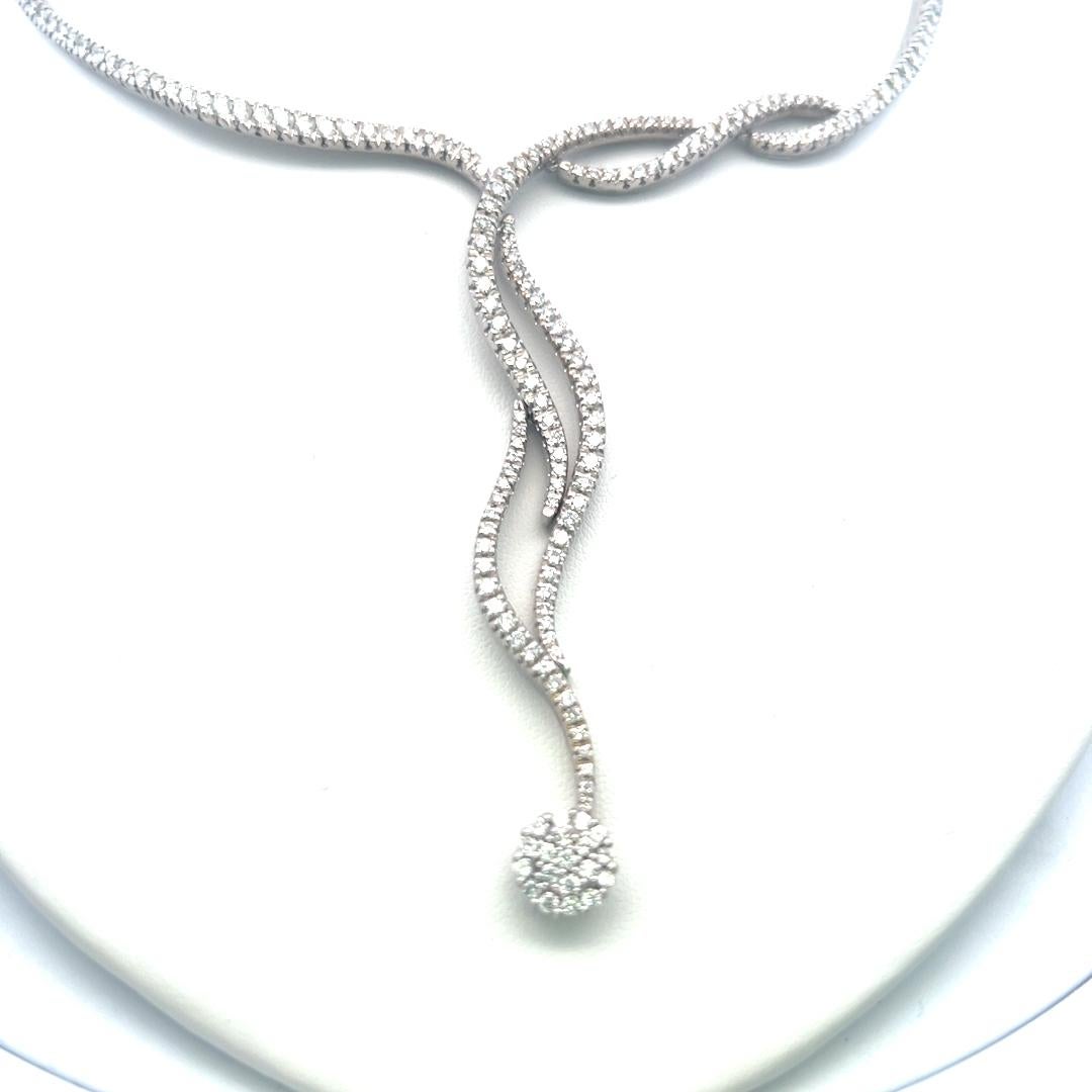 6.00 Carat Round Brilliant H VS Diamond 18 Karat White Gold Collar Necklace For Sale 1