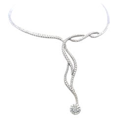 6.00 Carat Round Brilliant H VS Diamond 18 Karat White Gold Collar Necklace
