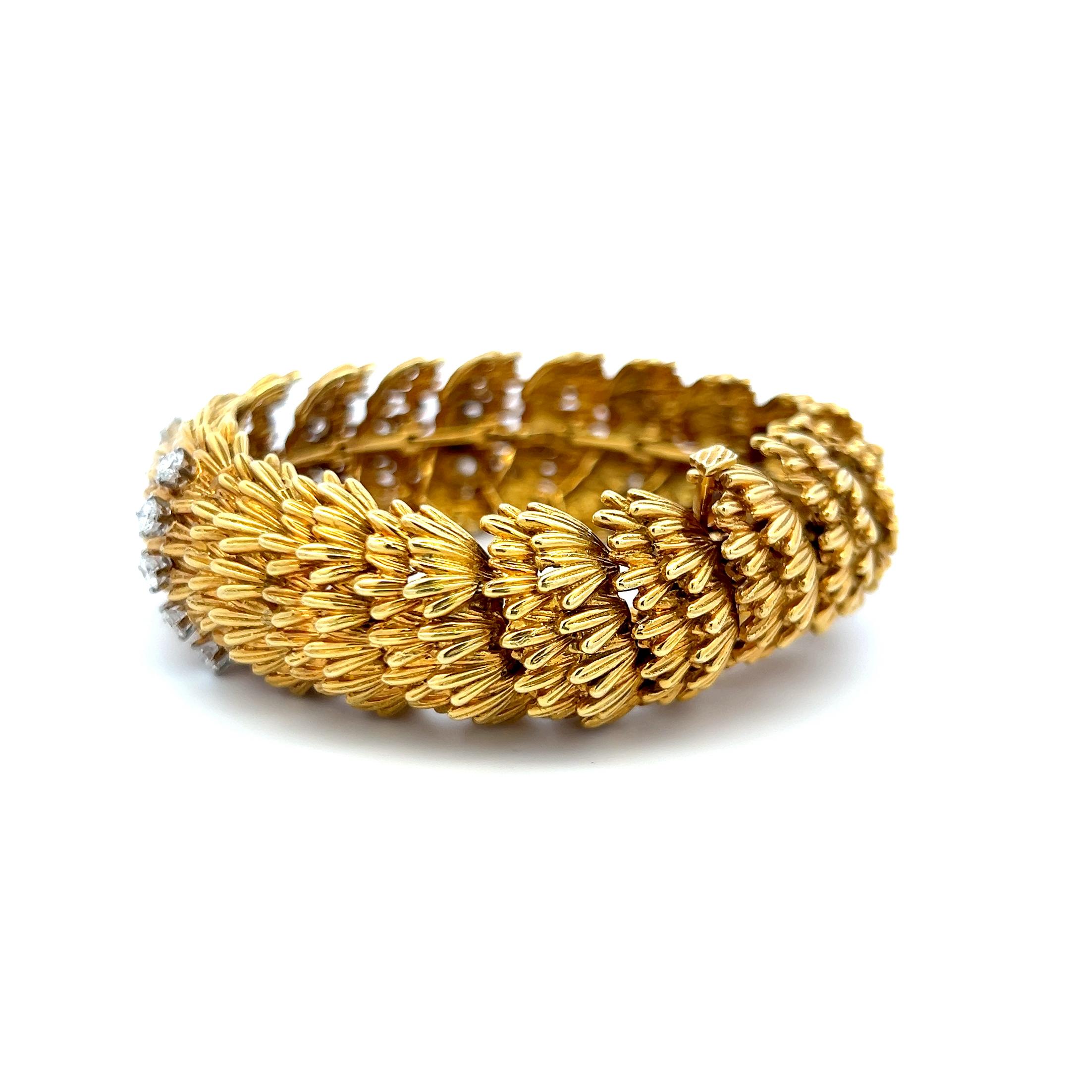 Taille brillant 6.00 Carat Round Brilliant H VS Diamond 18 Karat Yellow Gold Link Bracelet en vente
