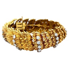 6.00 Carat Round Brilliant H VS Diamond 18 Karat Yellow Gold Link Bracelet