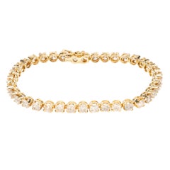 6.00 Carat Round Diamond Yellow Gold Tennis Bracelet