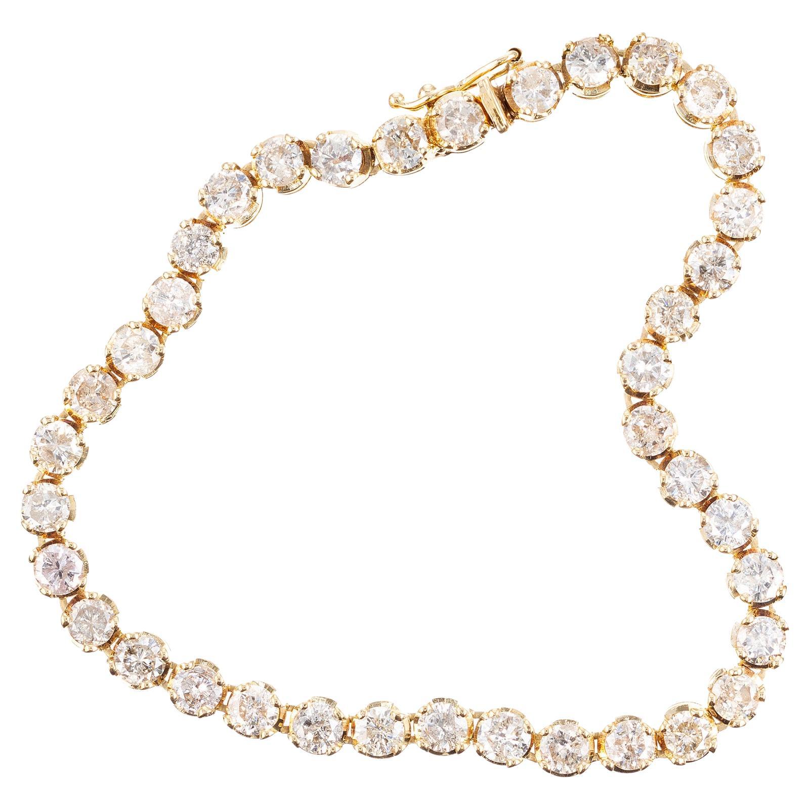 6.00 Carat Round Diamond Yellow Gold Tennis Bracelet  For Sale