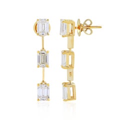 6,00 Carati SI Chiarezza HI Colore Orecchini di diamanti taglio smeraldo Oro giallo 14 carati